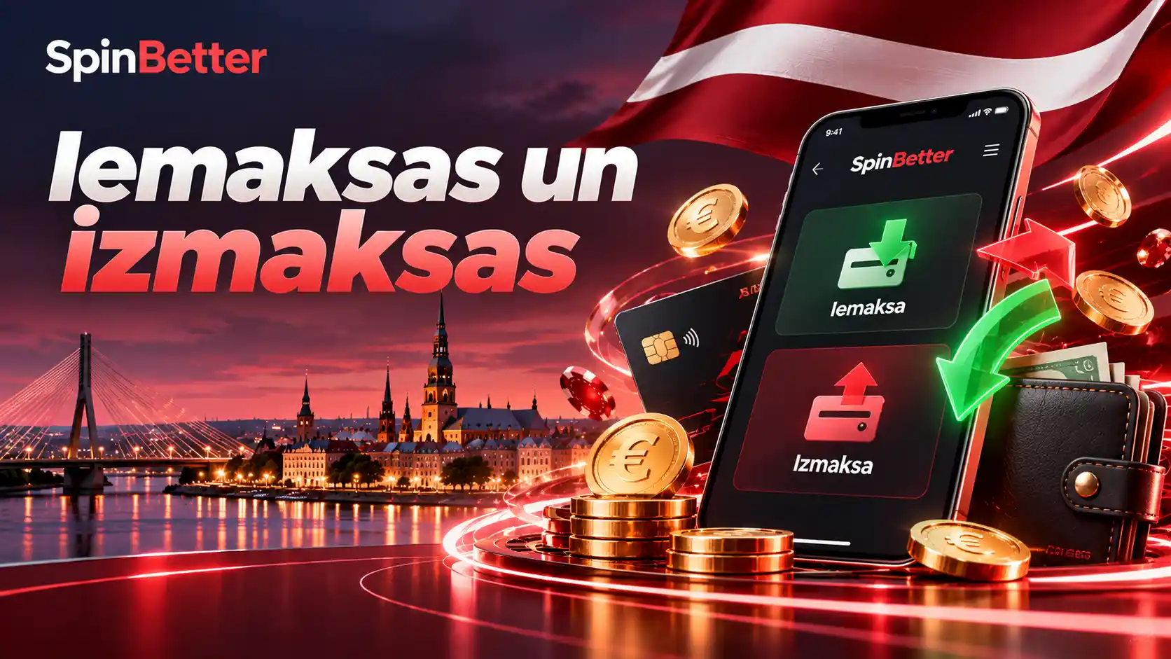 Iemaksas un izmaksas SpinBetter kontā: seifs, bultas un žetoni